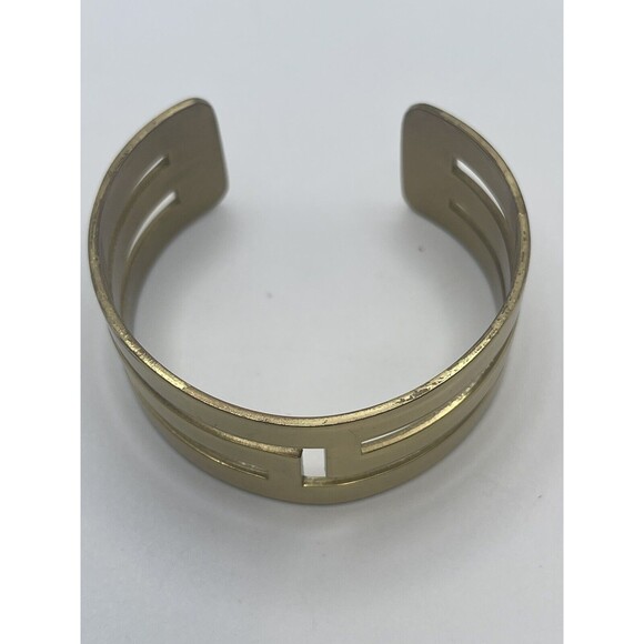 Rustic Cuff Gold Tone Cutout Geometric Cuff Bracelet - Picture 4 of 11